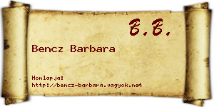 Bencz Barbara névjegykártya